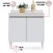 Kit Armário Aéreo e Balcão de Cozinha Lavanderia 02 Portas Loren Branco com Tampo 80 cm - D'Rossi