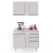 Kit Armário Aéreo e Balcão de Cozinha Lavanderia Aurora com Tampo Branco 100 cm - D'Rossi
