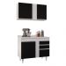 Kit Armário Aéreo e Balcão de Cozinha Lavanderia Aurora com Tampo Branco e Preto 100 cm - D'Rossi