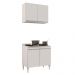 Kit Armário Aéreo e Balcão para Cooktop de Cozinha 02 Portas Diana Branco 80 cm - D'Rossi