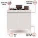 Kit Armário Aéreo e Balcão para Cooktop de Cozinha 02 Portas Diana Branco 80 cm - D'Rossi