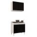 Kit Armário Aéreo e Balcão para Cooktop de Cozinha 02 Portas Diana Branco e Preto 80 cm - D'Rossi