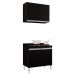 Kit Armário Aéreo e Balcão para Cooktop de Cozinha 02 Portas Diana Preto 80 cm - D'Rossi