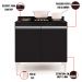 Kit Armário Aéreo e Balcão para Cooktop de Cozinha 02 Portas Diana Preto 80 cm - D'Rossi