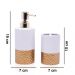 Kit Banheiro 01 Porta Sabonete Liquido e 01 Porta Escova em Cerâmica Branco e Dourado - D'Rossi