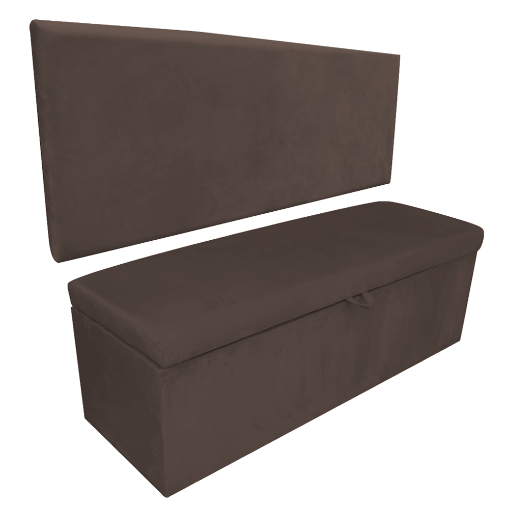Kit Calçadeira e Painel Clean 100 cm Suede Marrom D'Rossi