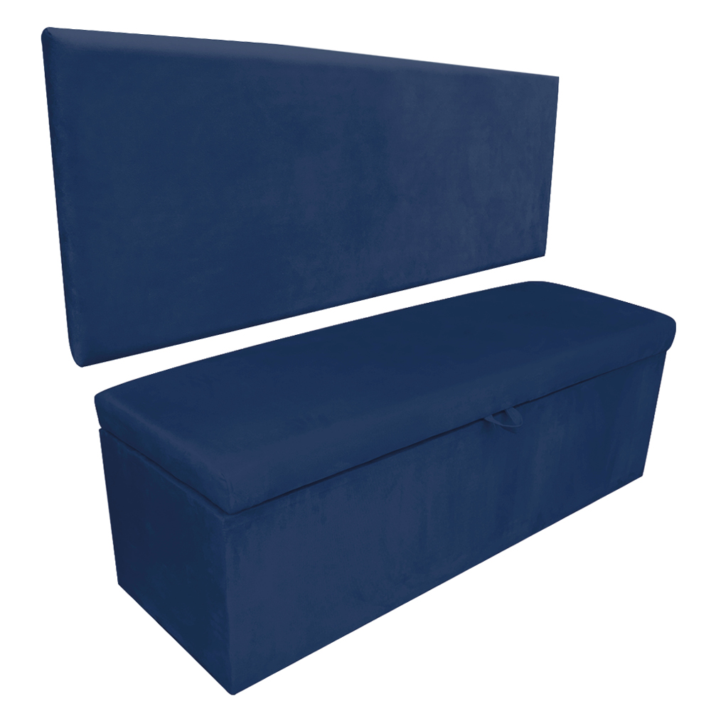 Kit Calçadeira e Painel Clean 140 cm Suede Azul Marinho D'Rossi