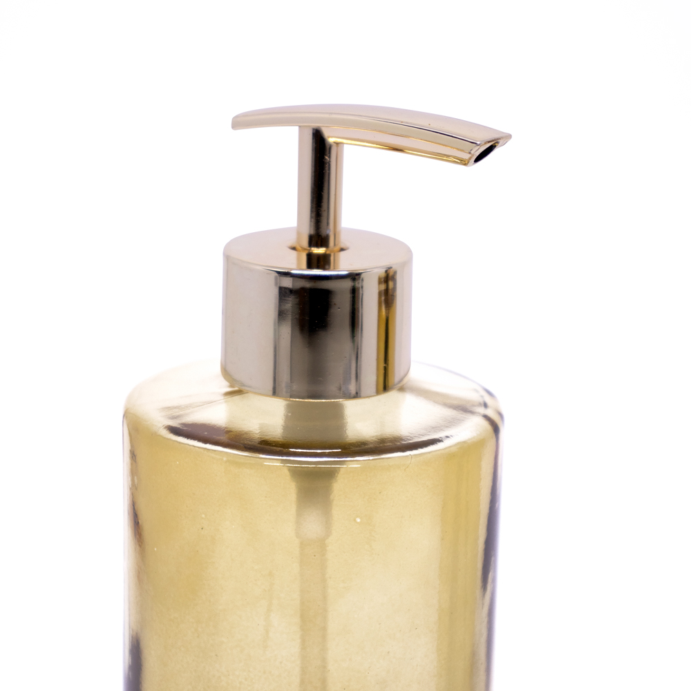 Kit Difusor e Porta Sabonete Liquido de Vidro Dourado - D'Rossi