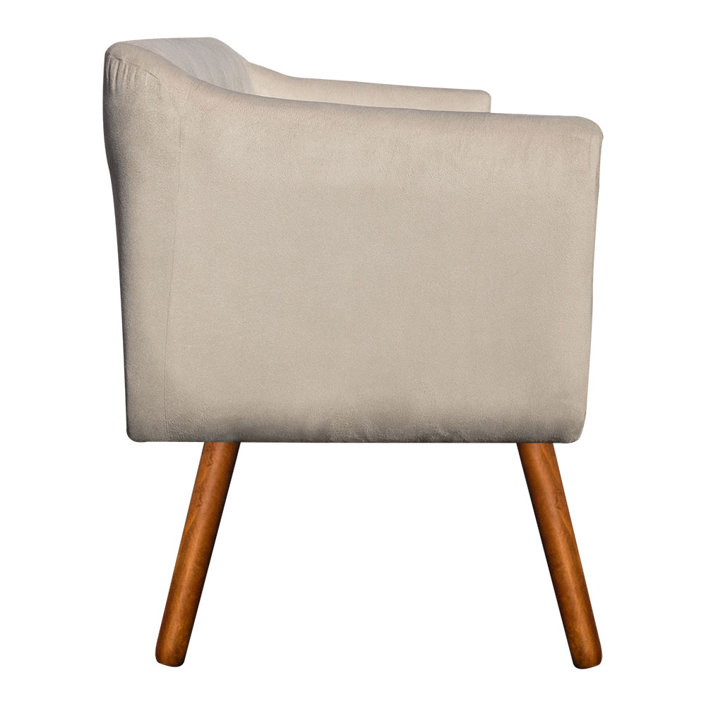 Kit Namoradeira 02 Lugares e 02 Poltronas Giratória Julia Suede Bege com Strass Base Madeira MM30 D'Rossi
