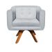 Kit Namoradeira 02 Lugares e 02 Poltronas Giratória Julia Suede Cinza Base Madeira MM30 D'Rossi