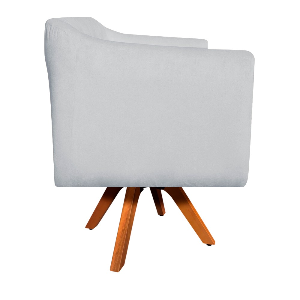 Kit Namoradeira 02 Lugares e 02 Poltronas Giratória Julia Suede Cinza Base Madeira MM30 D'Rossi