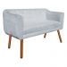 Kit Namoradeira 02 Lugares e 02 Poltronas Giratória Julia Suede Cinza Base Madeira MM30 D'Rossi