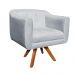 Kit Namoradeira 02 Lugares e 02 Poltronas Giratória Julia Suede Cinza com Strass Base Madeira MM30 D'Rossi