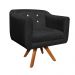 Kit Namoradeira 02 Lugares e 02 Poltronas Giratória Julia Suede Preto com Strass Base Madeira MM30 D'Rossi