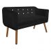 Kit Namoradeira 02 Lugares e 02 Poltronas Giratória Julia Suede Preto com Strass Base Madeira MM30 D'Rossi