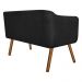 Kit Namoradeira 02 Lugares e 02 Poltronas Giratória Julia Suede Preto com Strass Base Madeira MM30 D'Rossi