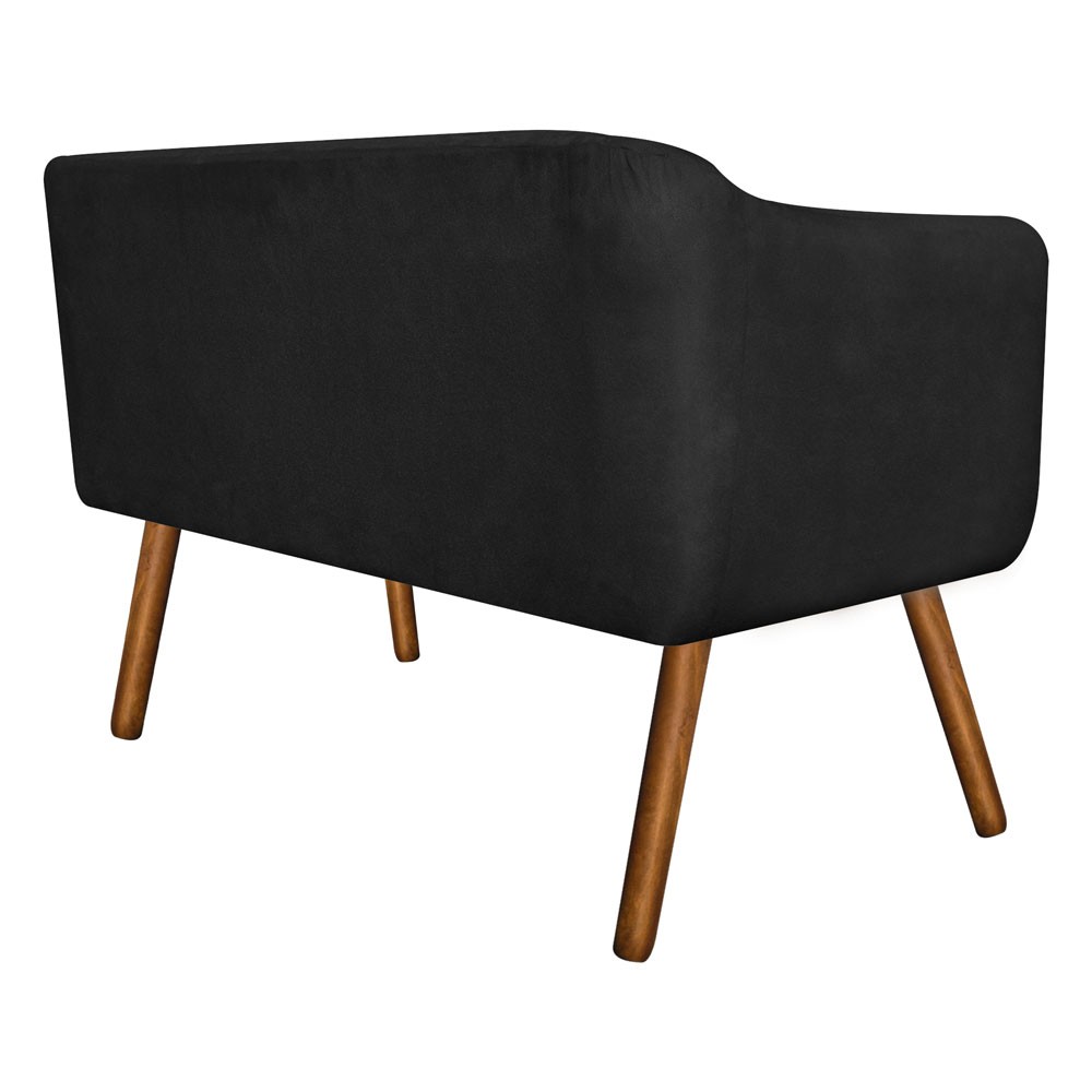 Kit Namoradeira 02 Lugares e 02 Poltronas Giratória Julia Suede Preto com Strass Base Madeira MM30 D'Rossi