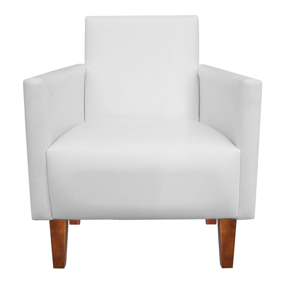 Kit Namoradeira 02 Lugares e 02 Poltronas Jade Corino Branco Pés Chanfrado Castanho - D'Rossi