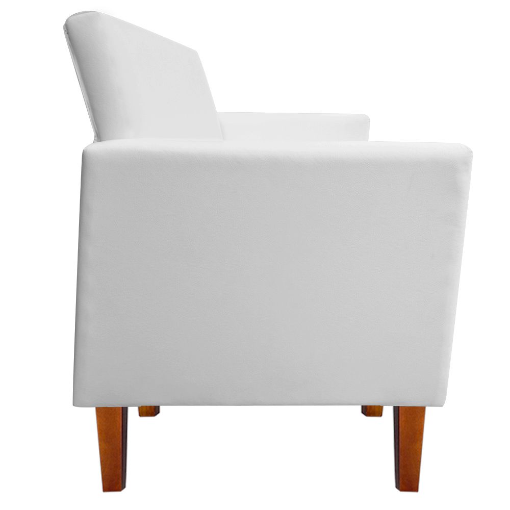 Kit Namoradeira 02 Lugares e 02 Poltronas Jade Corino Branco Pés Chanfrado Castanho - D'Rossi