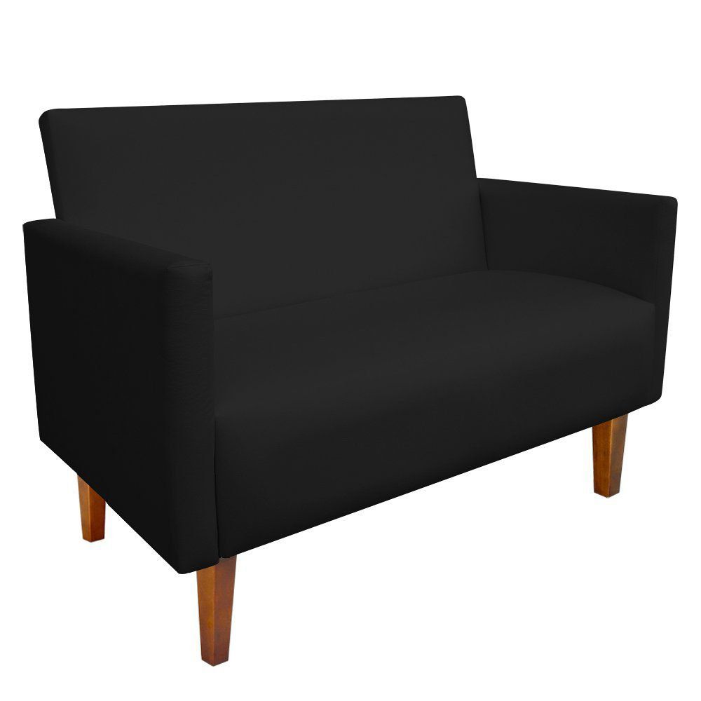 Kit Namoradeira 02 Lugares e 02 Poltronas Jade Corino Preto Pés Chanfrado Castanho - D'Rossi