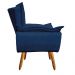 Kit Namoradeira e 01 Poltrona Opala Suede Azul Marinho Pés Palito Castanho D'Rossi