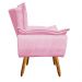 Kit Namoradeira e 01 Poltrona Opala Suede Rosa Bebê Pés Palito Castanho D'Rossi