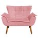 Kit Namoradeira e 01 Poltrona Opala Suede Rose Pés Palito Castanho D'Rossi