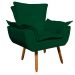 Kit Namoradeira e 01 Poltrona Opala Suede Verde Pés Palito Castanho D'Rossi