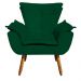 Kit Namoradeira e 01 Poltrona Opala Suede Verde Pés Palito Castanho D'Rossi