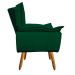 Kit Namoradeira e 01 Poltrona Opala Suede Verde Pés Palito Castanho D'Rossi