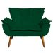 Kit Namoradeira e 01 Poltrona Opala Suede Verde Pés Palito Castanho D'Rossi