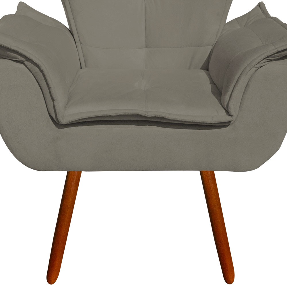 Kit Namoradeira e 02 Poltronas Opala Suede Marrom Rato Pés Palito D'Rossi