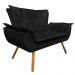 Kit Namoradeira e 02 Poltronas Opala Suede Preto Pés Palito Castanho D'Rossi