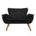 Kit Namoradeira e 02 Poltronas Opala Suede Preto Pés Palito Castanho D'Rossi