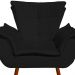 Kit Namoradeira e 02 Poltronas Opala Suede Preto Pés Palito Castanho D'Rossi