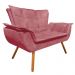 Kit Namoradeira e 02 Poltronas Opala Suede Rose Pés Palito Castanho D'Rossi