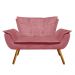 Kit Namoradeira e 02 Poltronas Opala Suede Rose Pés Palito Castanho D'Rossi