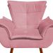 Kit Namoradeira e 02 Poltronas Opala Suede Rose Pés Palito Castanho D'Rossi