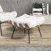 Kit Poltrona e Puff Costela Couro Branco Base de Metal - D'Rossi