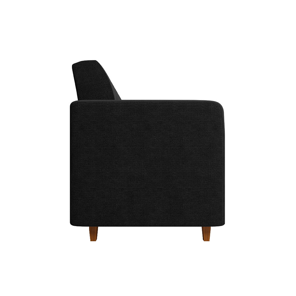 Kit Sofá 03 Lugares e 02 Poltronas Arezzo Linho Preto A79 Pés Chanfrado Castanho - D'Rossi