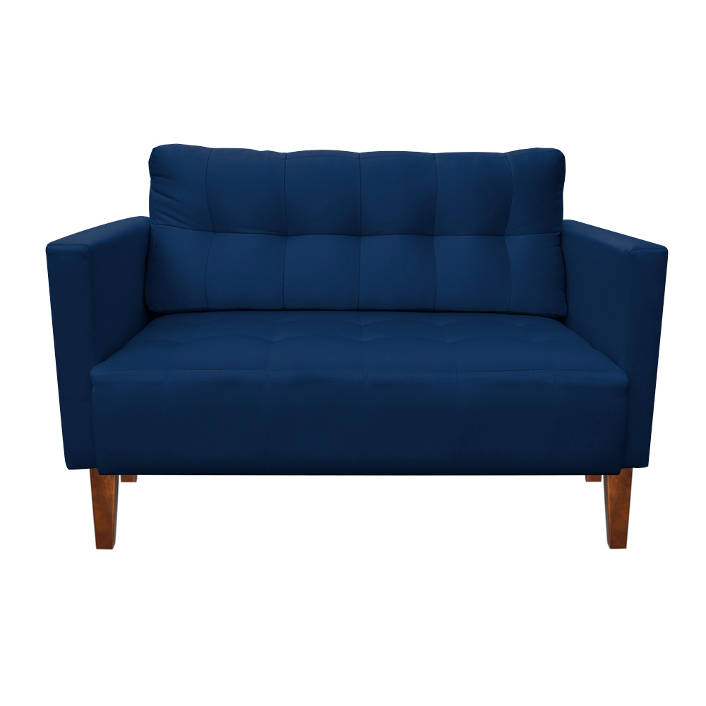 Kit Sofá Retrô Namoradeira 2 Lugares e 02 Poltronas Livia Suede Azul Marinho - D'Rossi
