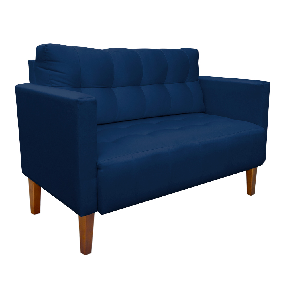 Kit Sofá Retrô Namoradeira 2 Lugares e 02 Poltronas Livia Suede Azul Marinho - D'Rossi