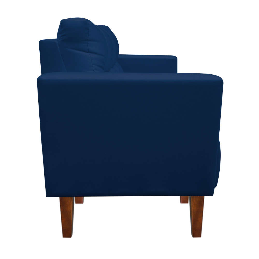 Kit Sofá Retrô Namoradeira 2 Lugares e 02 Poltronas Livia Suede Azul Marinho - D'Rossi