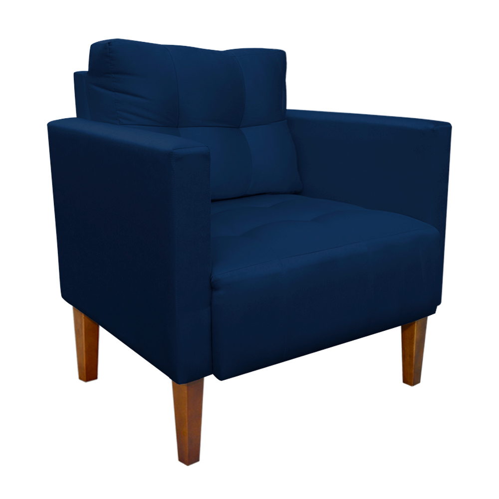 Kit Sofá Retrô Namoradeira 2 Lugares e 02 Poltronas Livia Suede Azul Marinho - D'Rossi