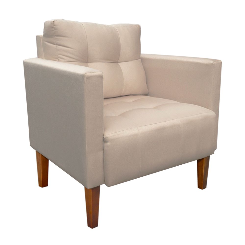 Kit Sofá Retrô Namoradeira 2 Lugares e 02 Poltronas Livia Suede Bege - D'Rossi