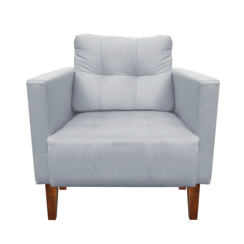 Kit Sofá Retrô Namoradeira 2 Lugares e 02 Poltronas Livia Suede Cinza - D'Rossi