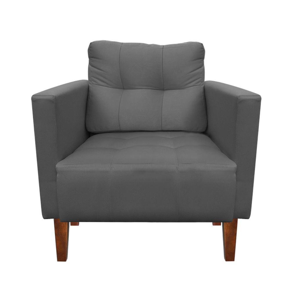 Kit Sofá Retrô Namoradeira 2 Lugares e 02 Poltronas Livia Suede Grafite - D'Rossi