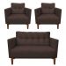 Kit Sofá Retrô Namoradeira 2 Lugares e 02 Poltronas Livia Suede Marrom - D'Rossi