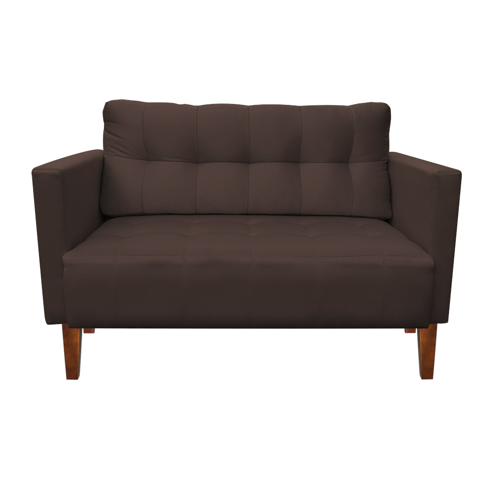 Kit Sofá Retrô Namoradeira 2 Lugares e 02 Poltronas Livia Suede Marrom - D'Rossi