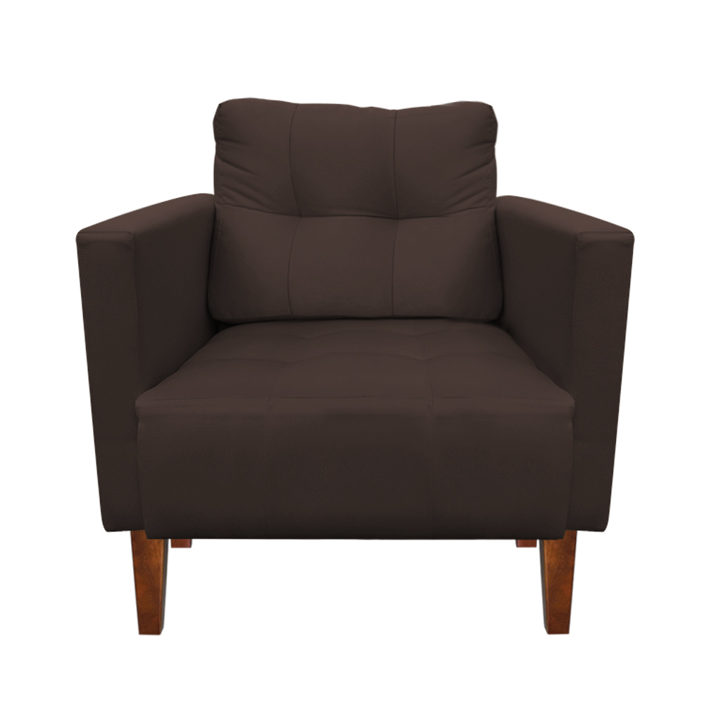 Kit Sofá Retrô Namoradeira 2 Lugares e 02 Poltronas Livia Suede Marrom - D'Rossi